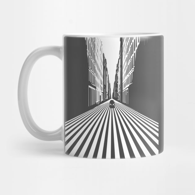 Endless Perspective Geometric Cityscape Op Art Design by TuncGK